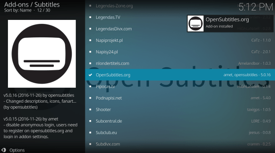 open subtitles kodi