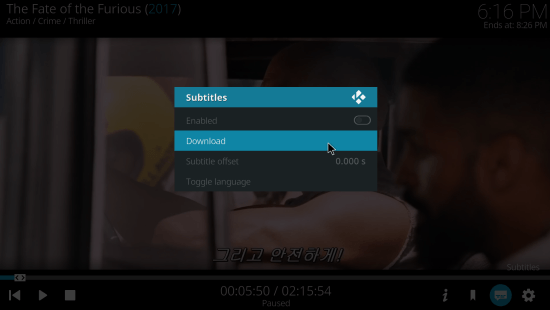 kodi open subtitles