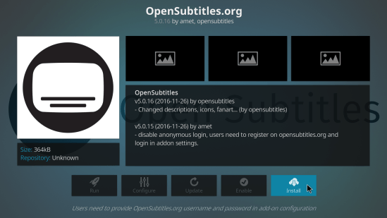 open subtitles addon