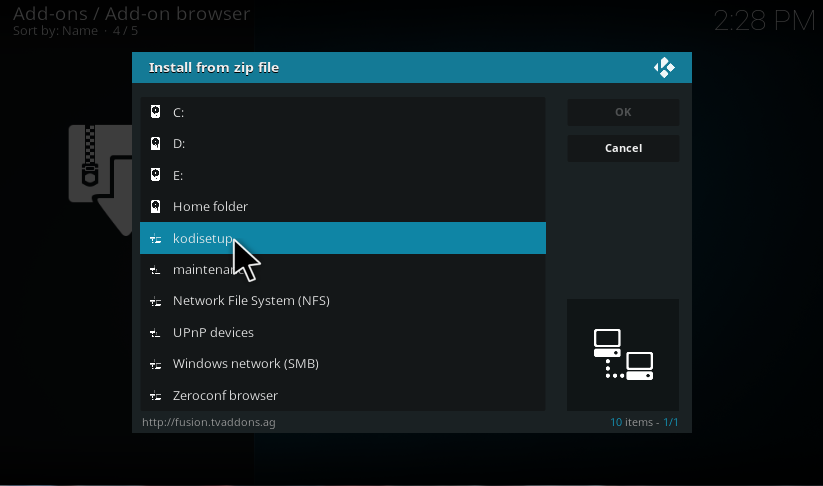 kodi usb backup fails